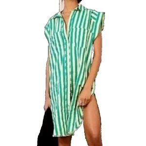 We the Free Stripe Button Up Tunic Dress Women Size XS Cotton